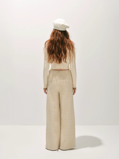 "冬迹序曲" Speckled Two-Tone Textured Winter Trousers (Beige)