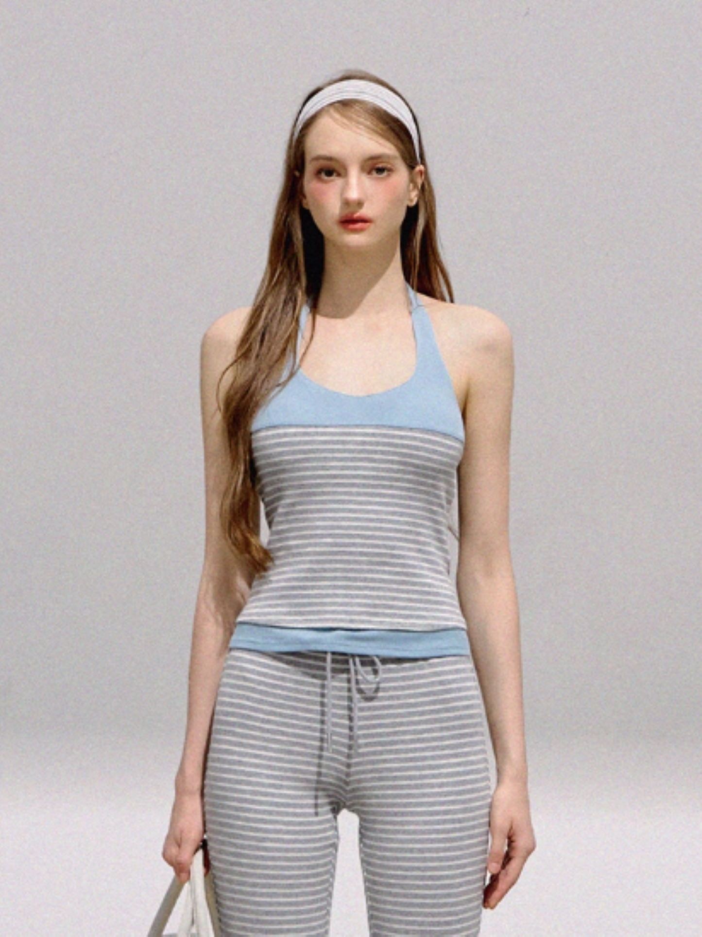 BOHOL BLING - Colorblock Yoga-Inspired Knit Halter Top Set – Camisole, Cardigan & Pants