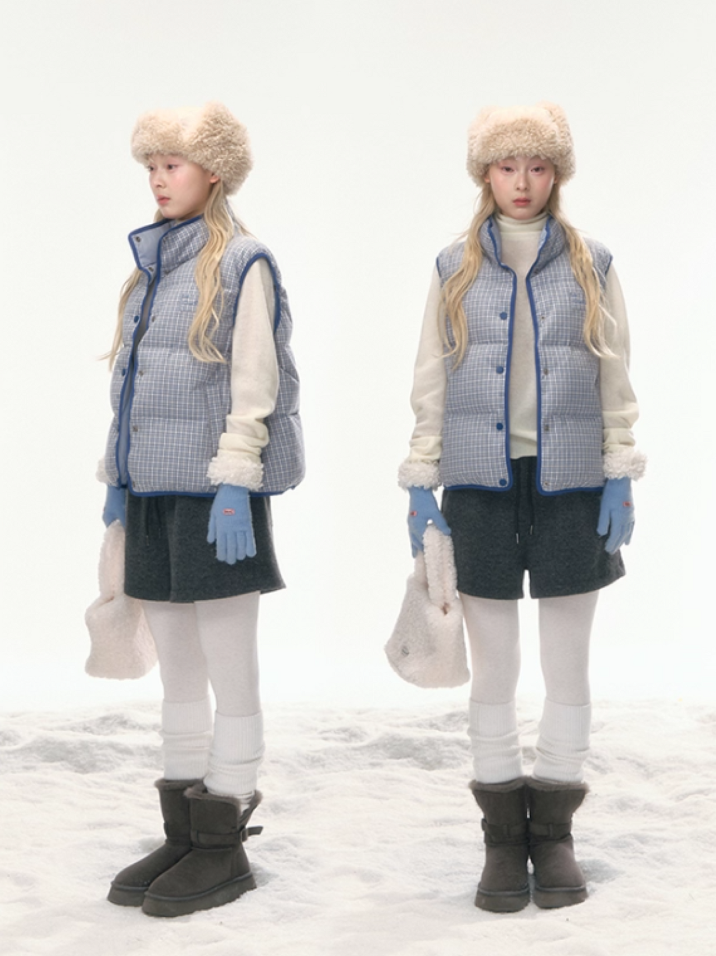 "Clear Sky Check Duo" Reversible Down Vest LL2025456