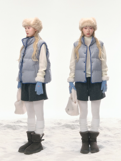 "Clear Sky Check Duo" Reversible Down Vest LL2025456