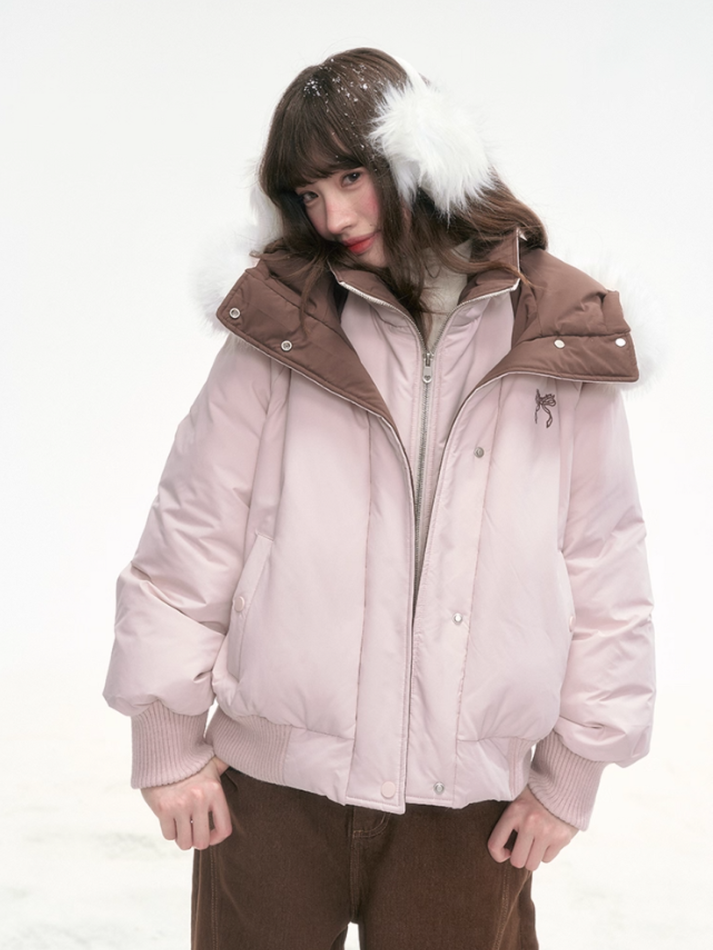 "Snow Velvet Sweetberry" Layered Down Jacket – Pink LL2025324