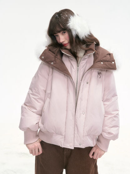 "Snow Velvet Sweetberry" Layered Down Jacket – Pink LL2025324