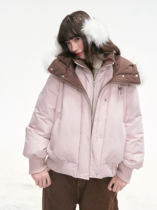 "Snow Velvet Sweetberry" Layered Down Jacket – Pink LL2025324