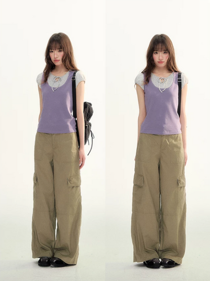Relaxed Utility Wide-Leg Cargo Pants LL2026102