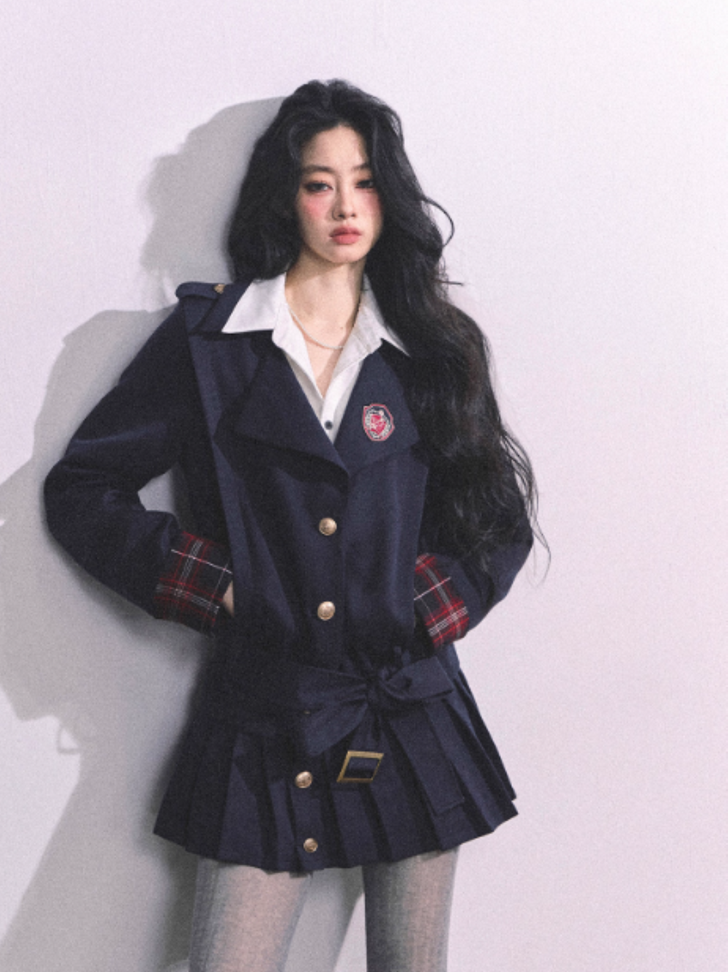 少也眼 Ivy Prep Faux Two-Piece Long Sleeve Dress