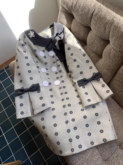 阮阮自制 - "Mild Butterfly" Bow-Embroidered Padded Wool-Blend Winter Coat