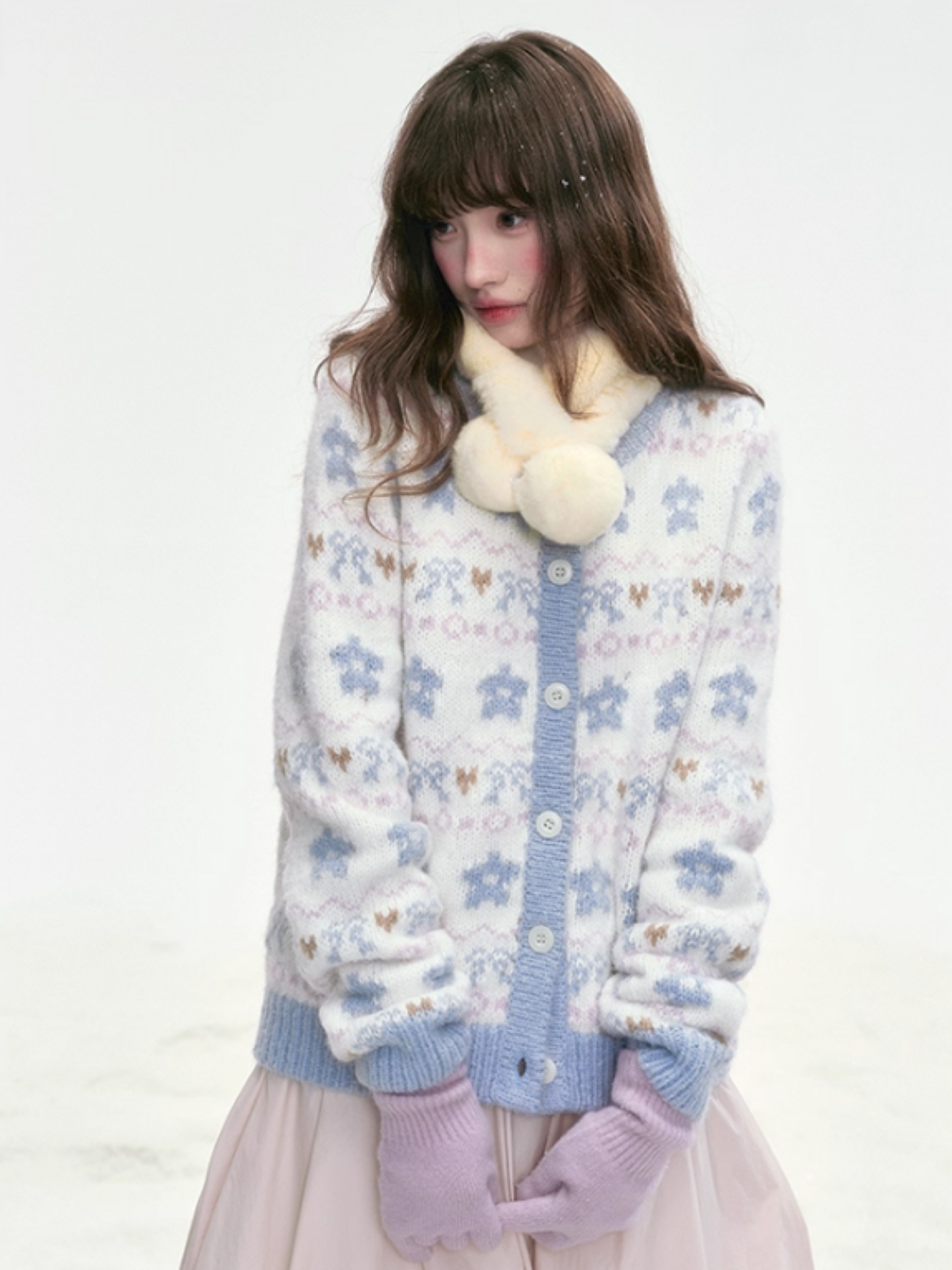"Indigo Bloom" Retro Knit Cardigan LL2025306