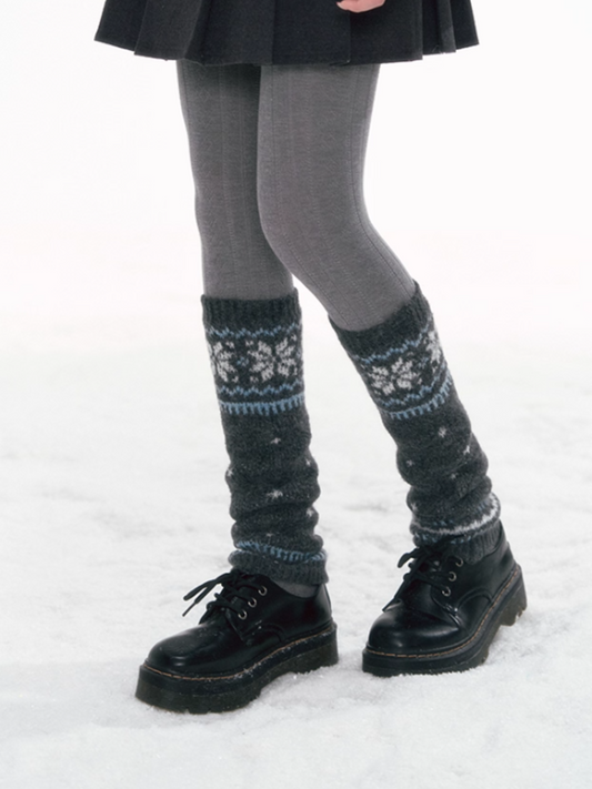 '雪夜星海' Snowflake Jacquard Knit Leg Warmers