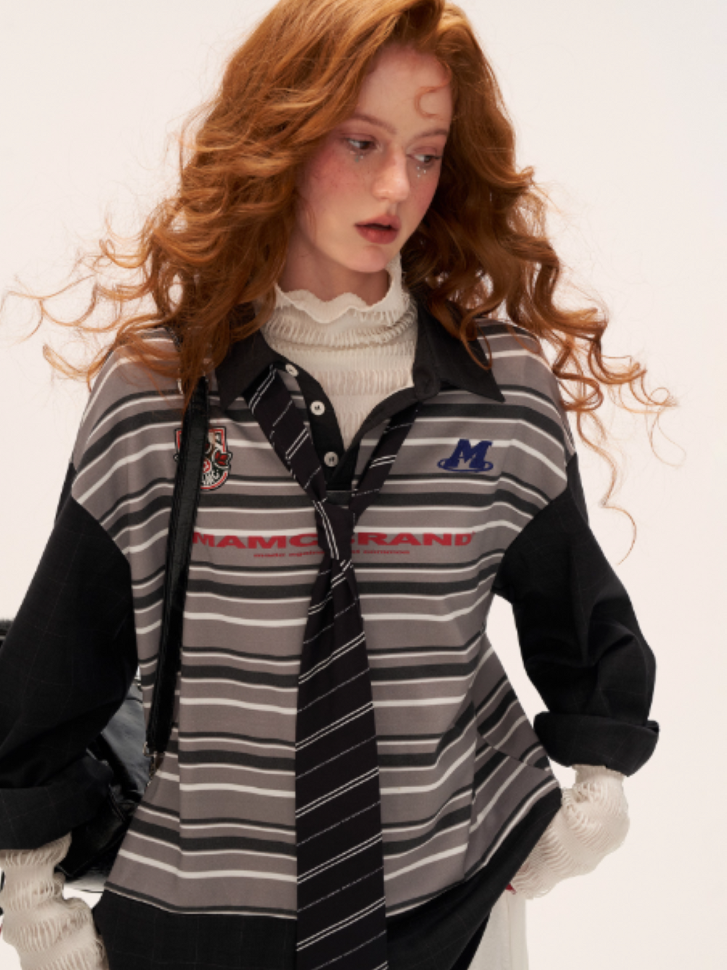 MAMC - Retro Striped Patchwork Polo Shirt WE810