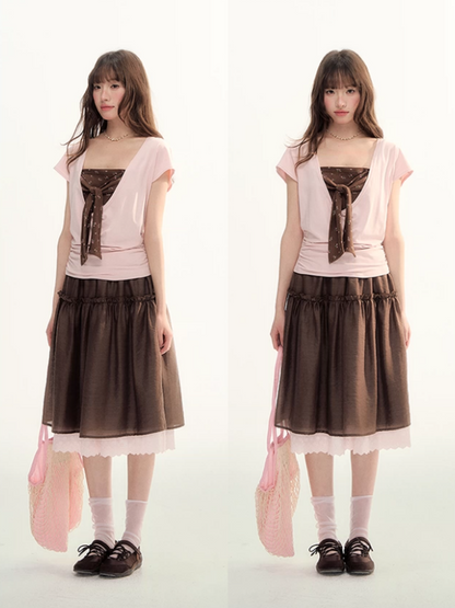 Blush & Cocoa Bow Cami Top Set LL2026072