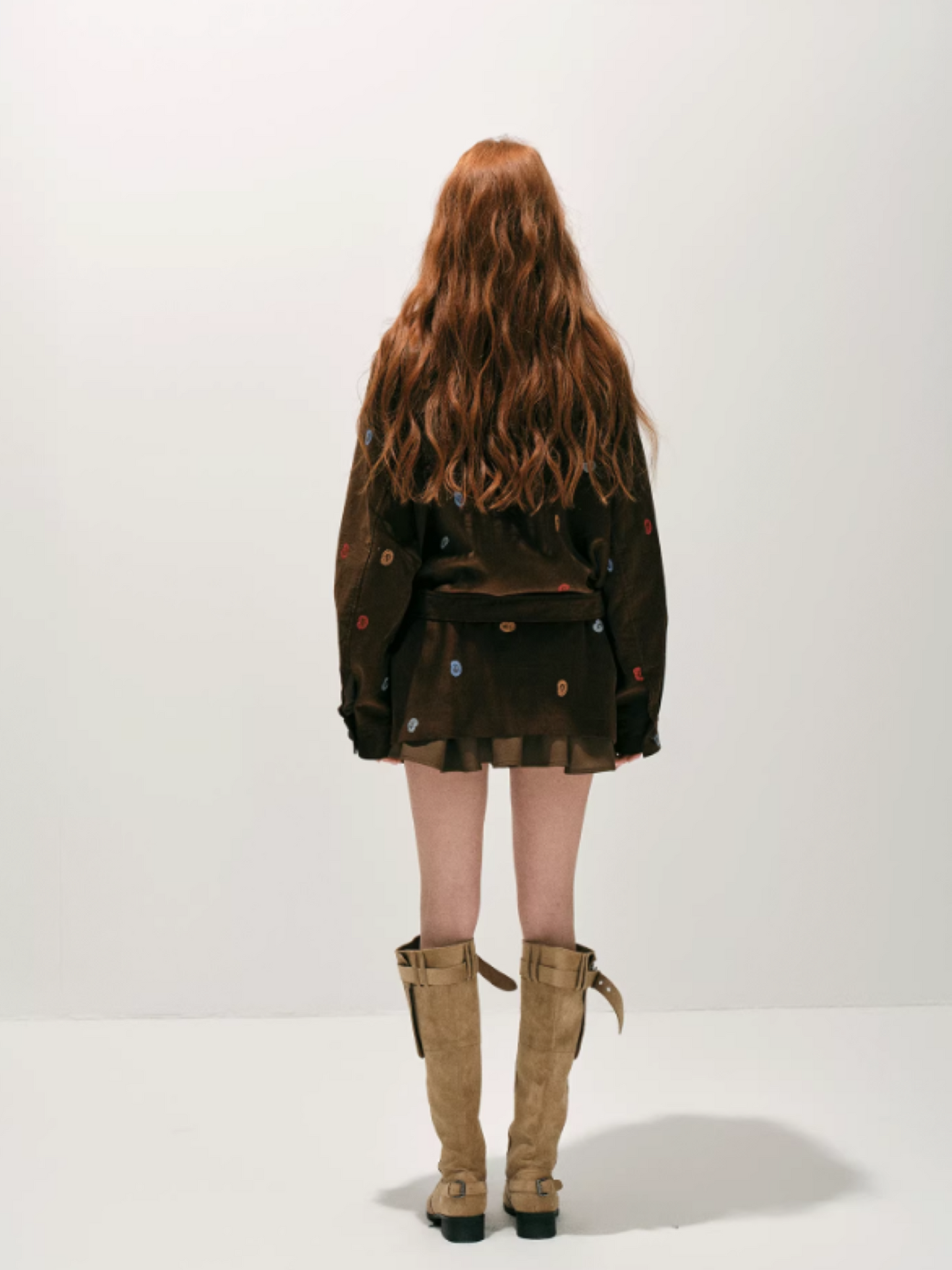 "秋风之廓" Embroidered Cotton Belted Trench Jacket