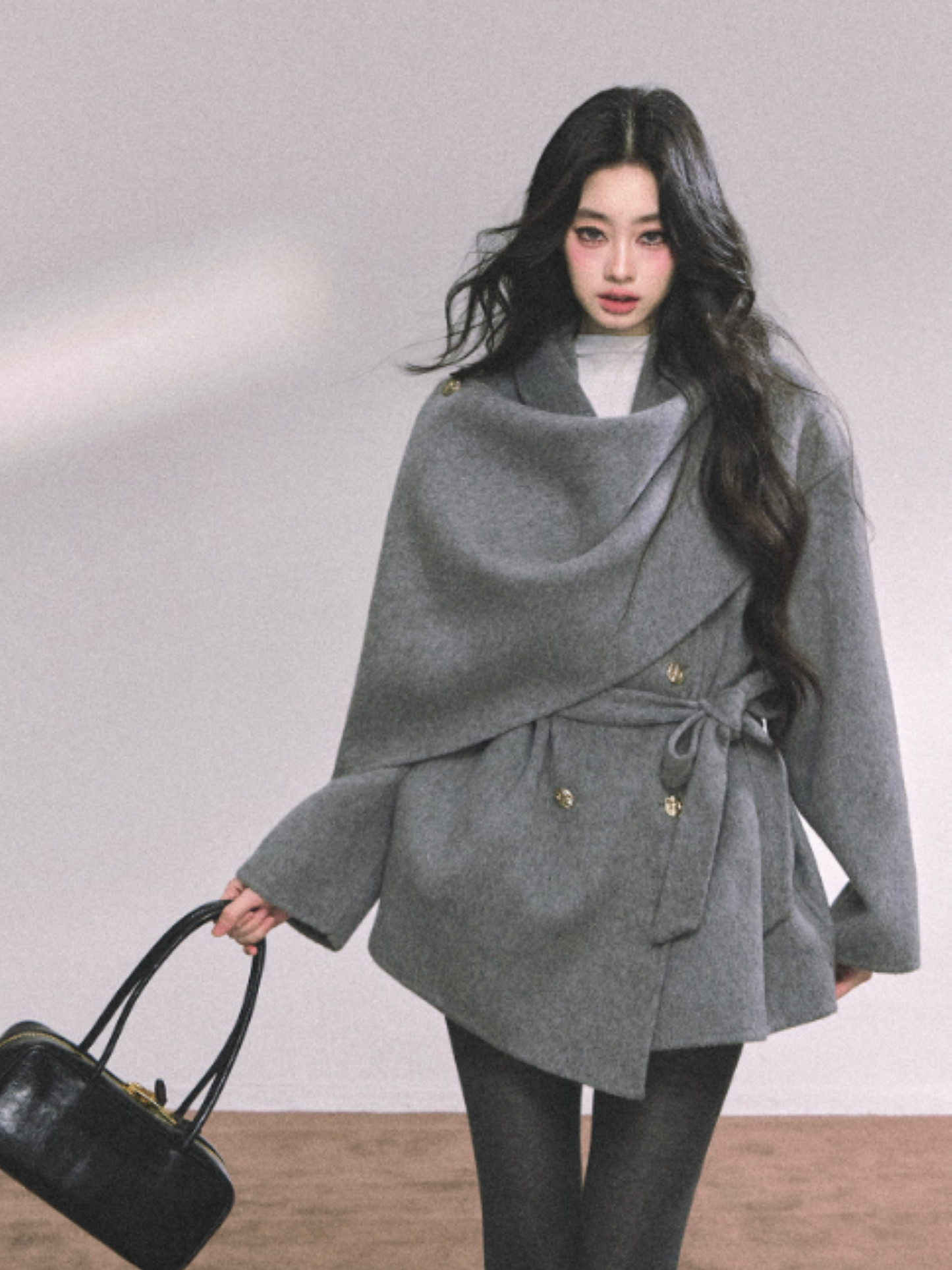 少也眼 “Winter Balcé Whisper” Wool Blend Overcoat - Gray 7886436
