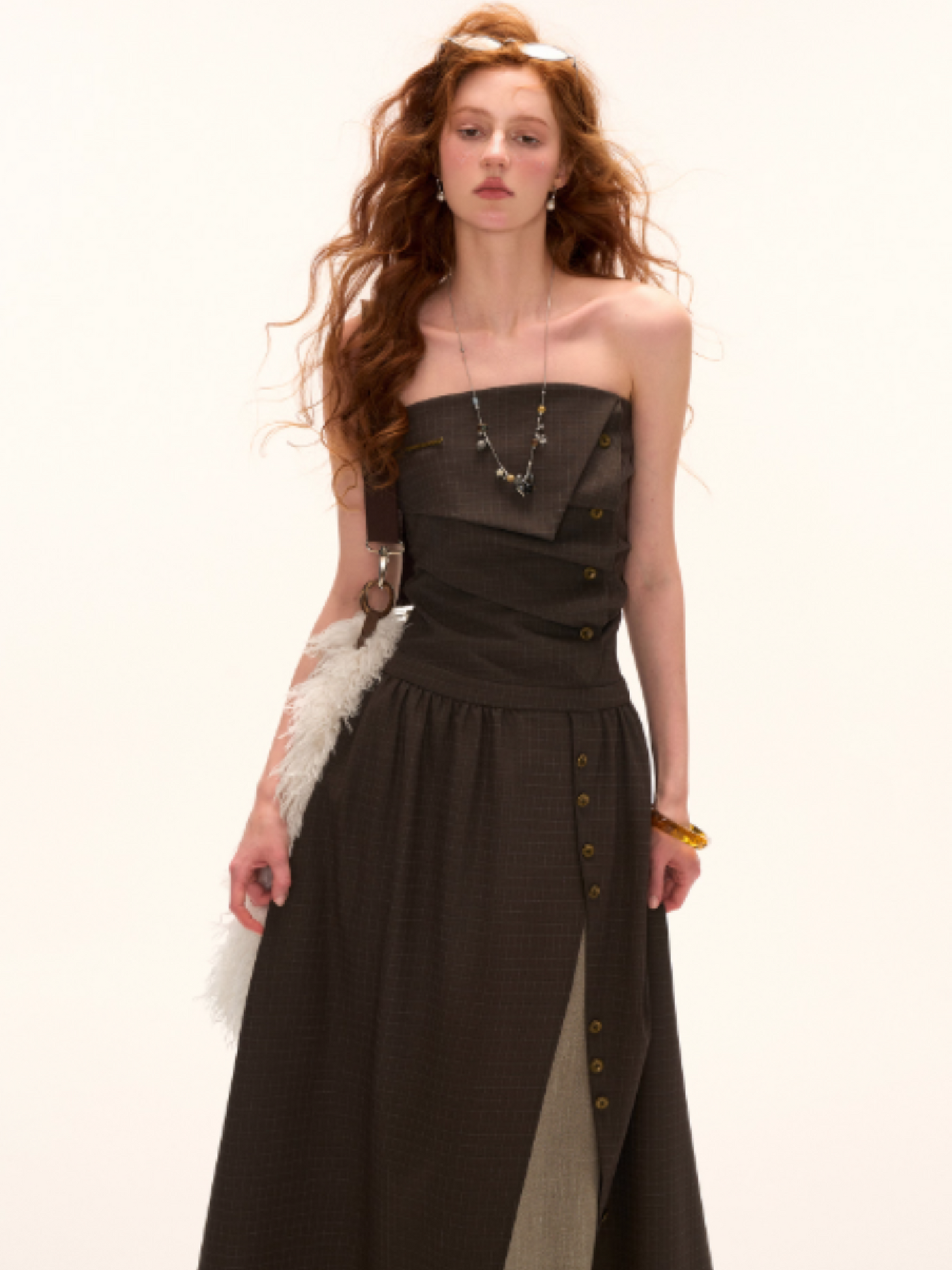 MAMC - Dark Academia Layered Strapless Midi Dress