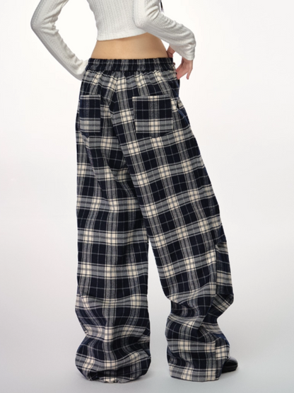 PCH - Black & White Plaid Wide-Leg Pants