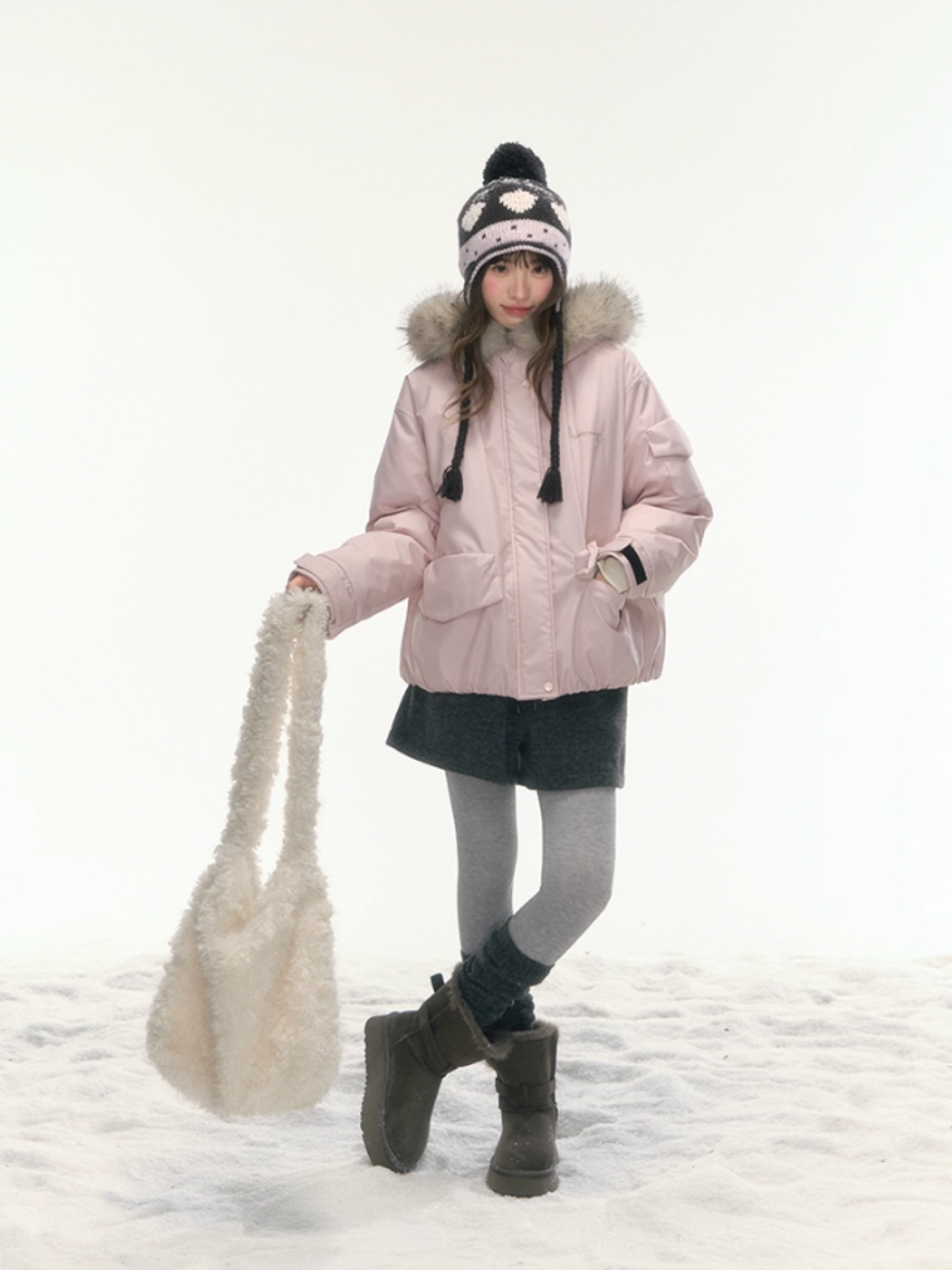 "Cloud Drift Guide" Cream Red Puff-Parka Down Coat LL2025441