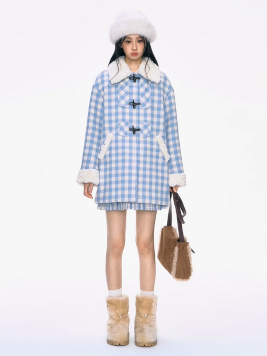 PCH - Blue Padded Mid-Length Wool-Blend Coat