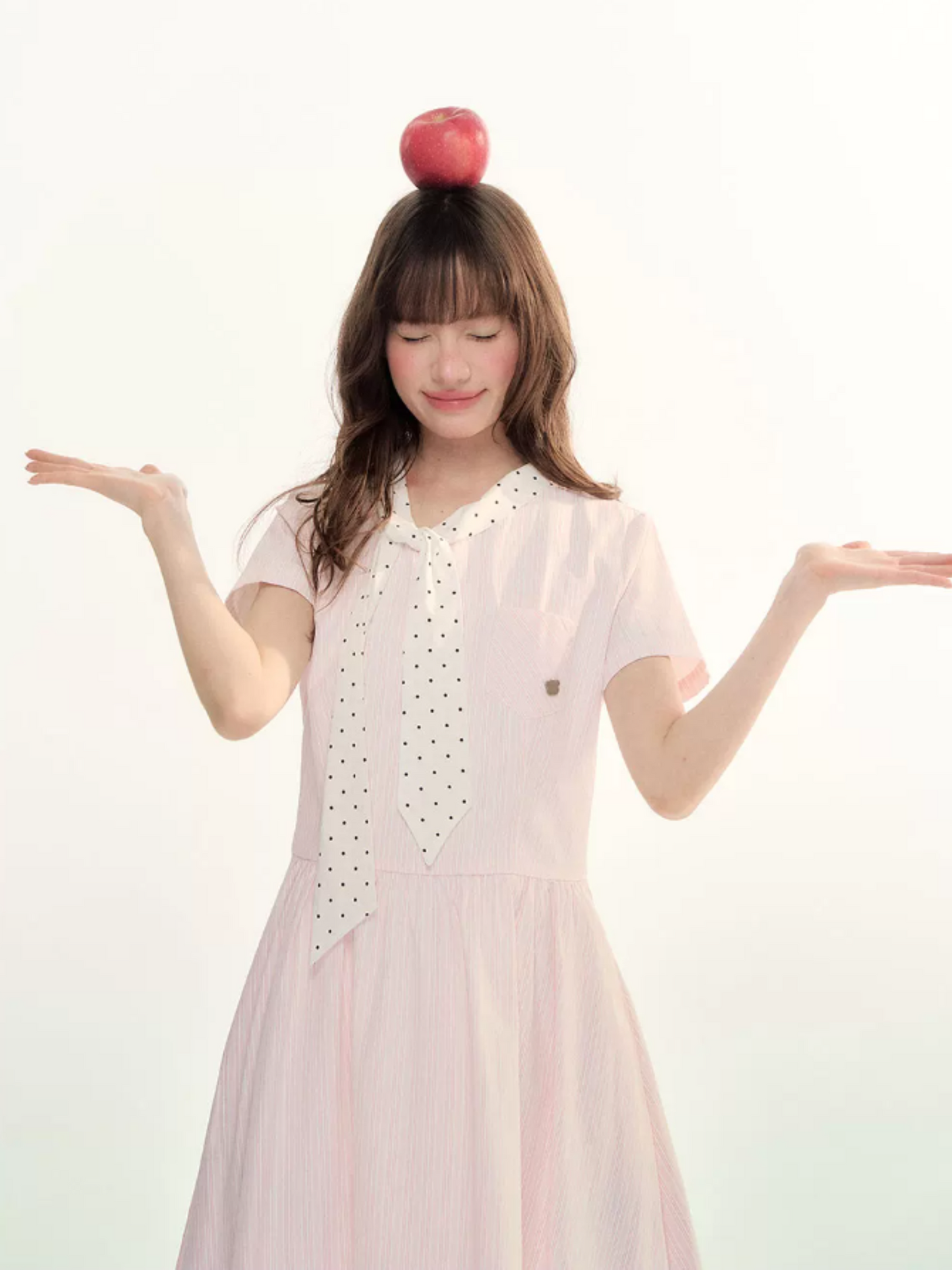 "Summer Ribbon Letter" Tie-Neck Preppy Dress LL2026016