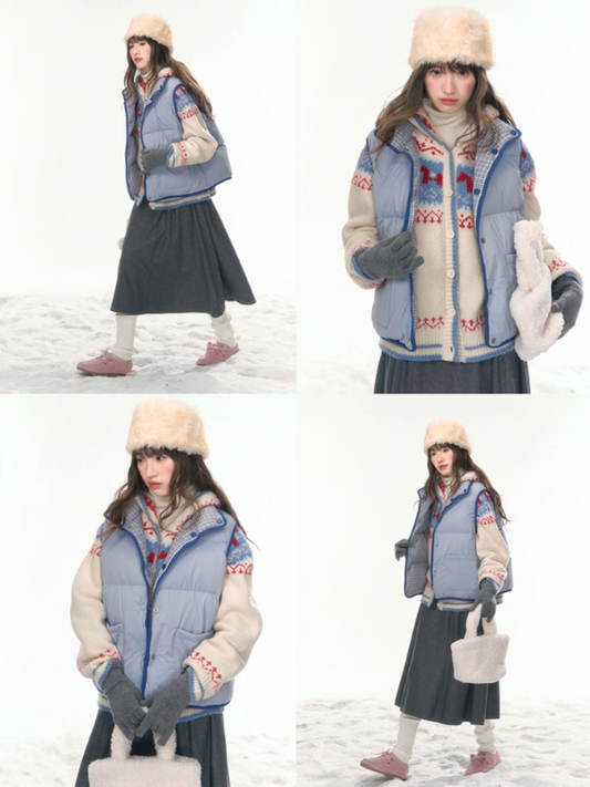 "Clear Sky Check Duo" Reversible Down Vest LL2025456