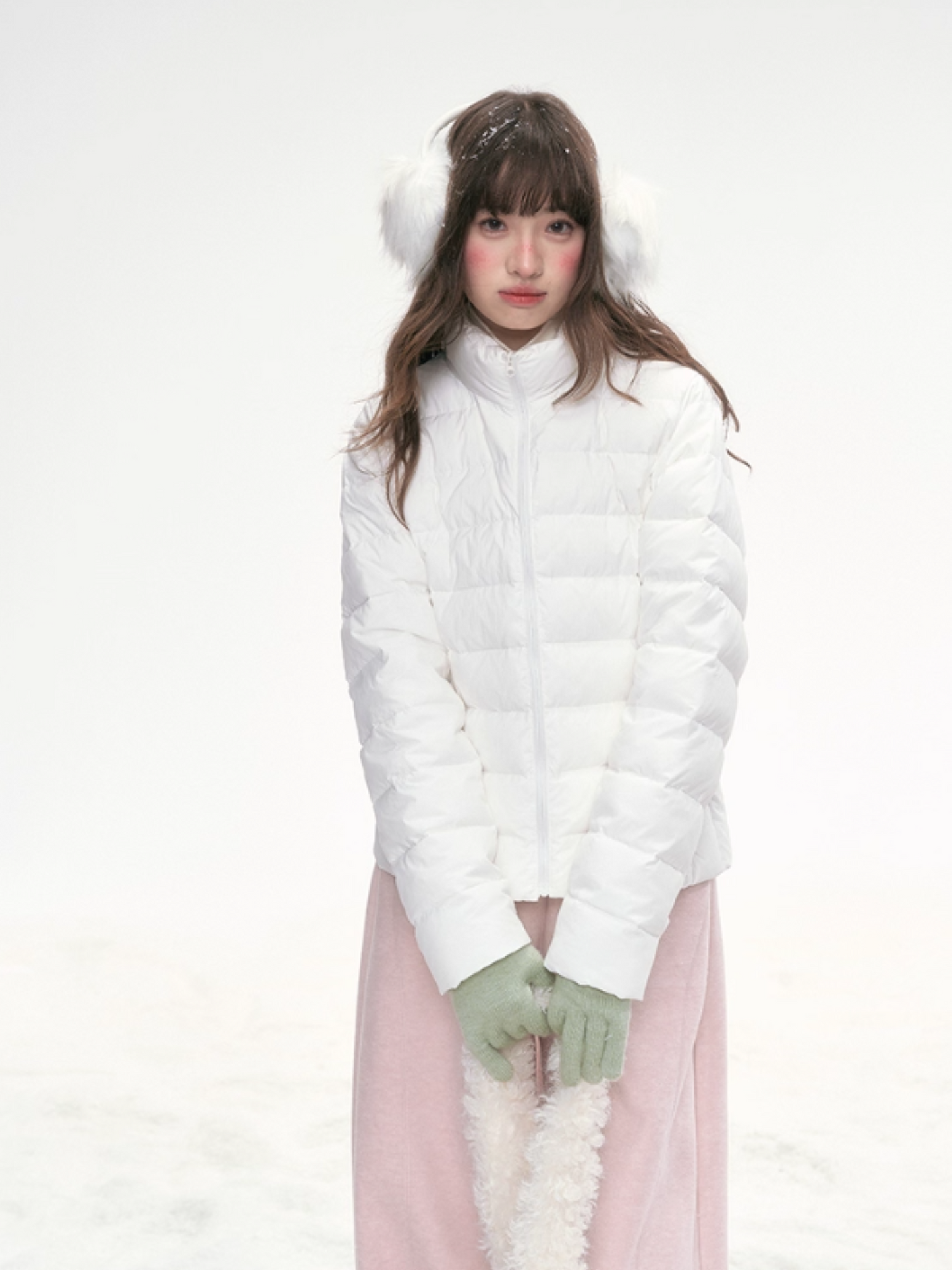 Basic-Warm 2.0 Graphene Ribbed Goose Down Jacket – White SJ2025323