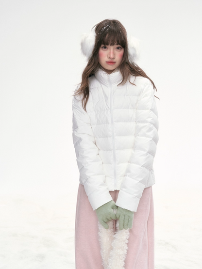 Basic-Warm 2.0 Graphene Ribbed Goose Down Jacket – White SJ2025323