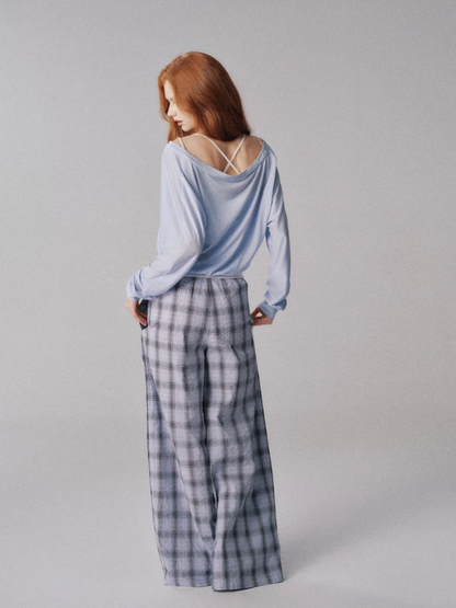 "水波温柔" V-Neck Batwing Sleeve Knit Cardigan Set (Blue)