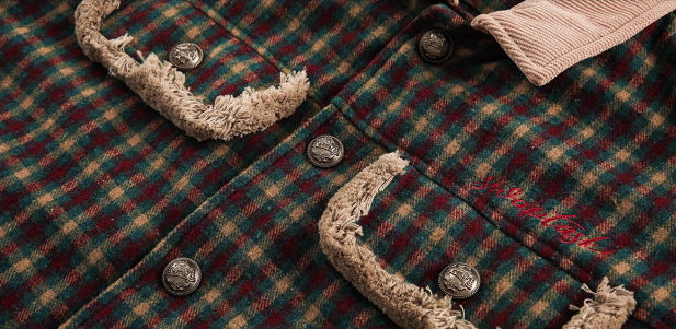 EZEK - Vintage Plaid Varsity Jacket with Contrast Collar