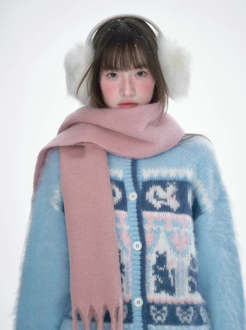 雪邦譚 - Blue Cat Pattern Cardigan