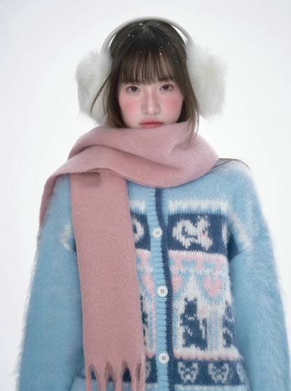 雪邦譚 - Blue Cat Pattern Cardigan