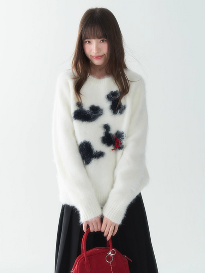 罐头士多所 - "Fuzzy Cat Whimsy" Knit Pullover Sweater LL2025193