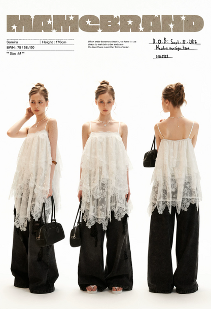 Ethereal White Lace Tiered Mini Dress WE996