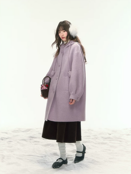 [CAN] “Soft Mist Tulip” Purple Long Hooded Wool Coat WW2025446