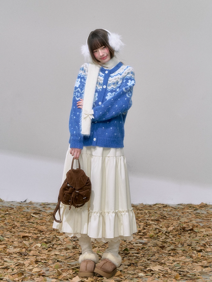 "屿蓝织梦" Royal Blue Fair Isle Knit Sweater