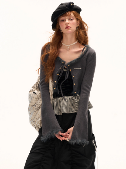 MAMC - Black Velvet Faux Two-Piece Tank Top
