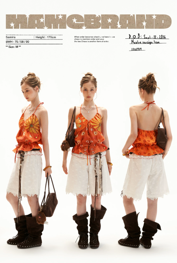 Sunset Bloom Halter Drawstring Top