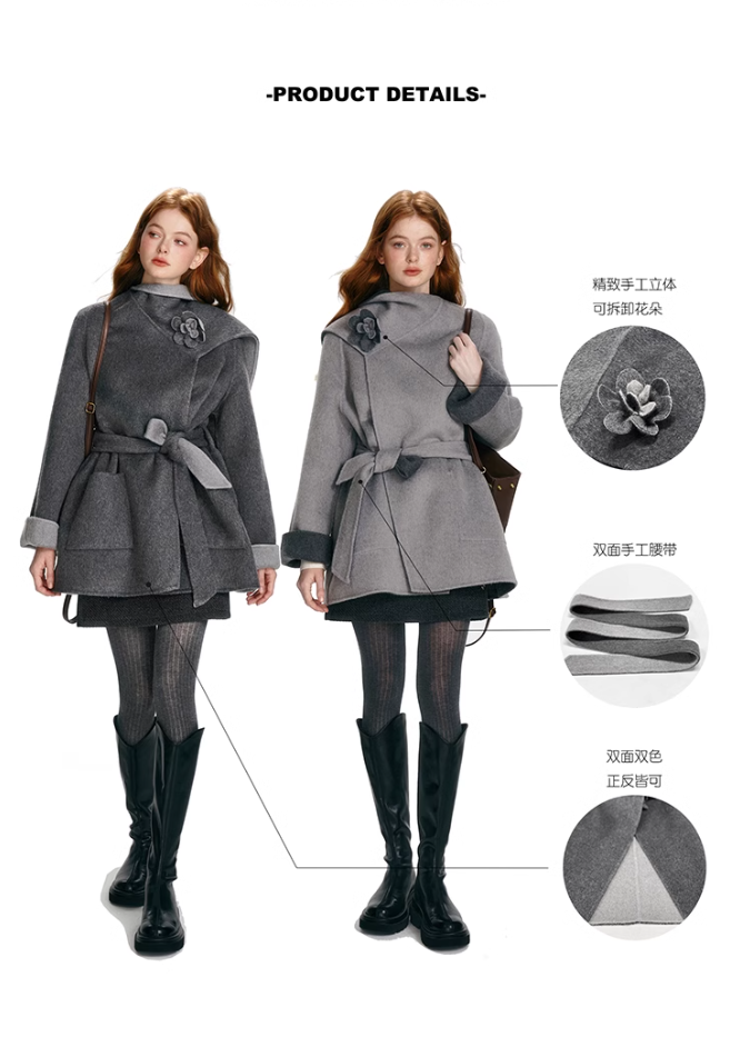 Grey Double-Sided Cap Coat