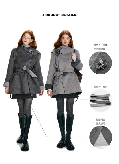 Grey Double-Sided Cap Coat
