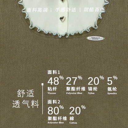ZiziFei - "Forest Muse" Double-Layer Knit Top