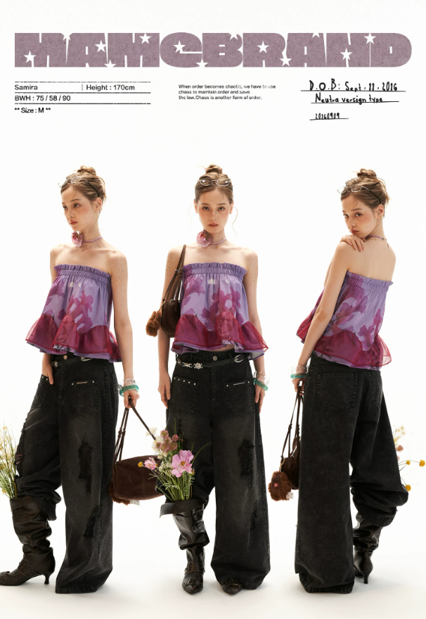 Moonlit Lavender Floral Mesh Tube Top WE929