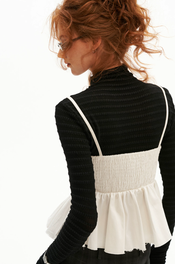 MAMC - White Distressed Fishbone Corset Tank Top