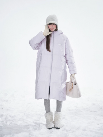 Basic Warm Snowflake Logo Long Down Coat - Purple BH2024470