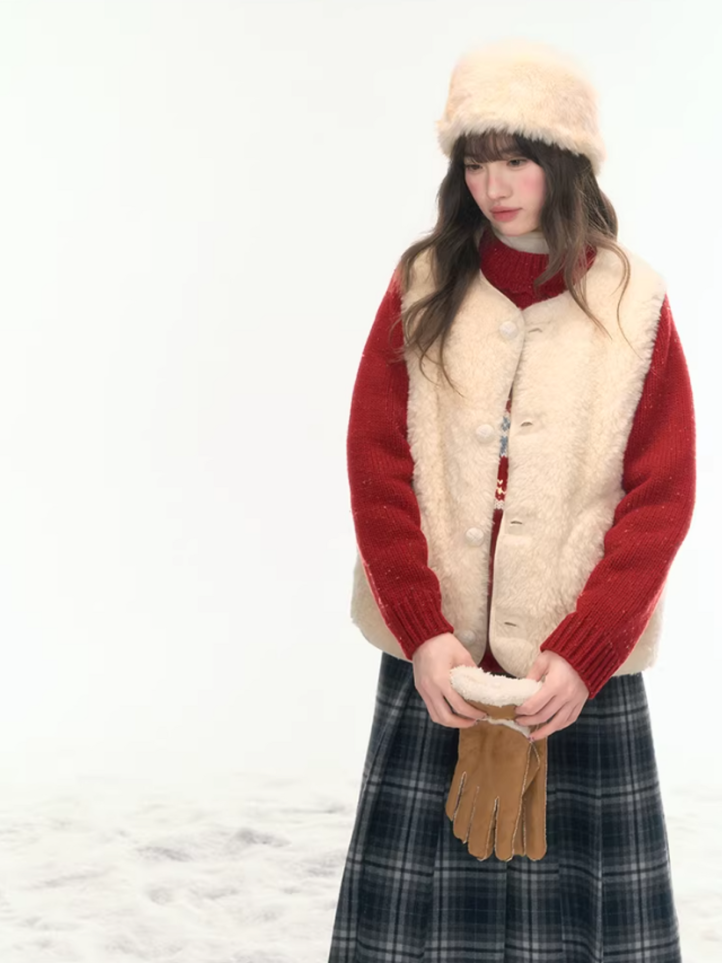 "Wild Caramel" Khaki Reversible Sherpa Vest LL2025477