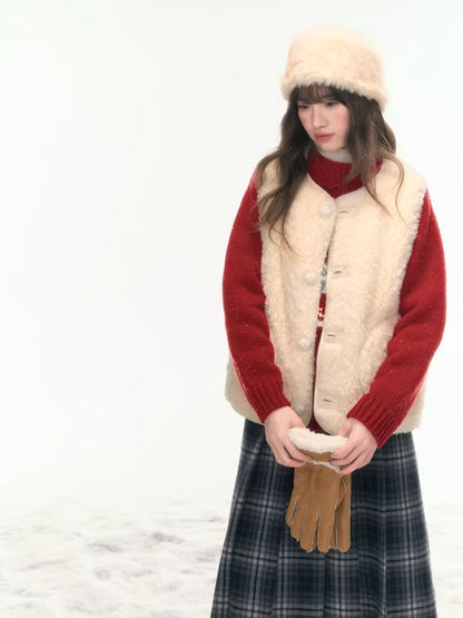 "Wild Caramel" Khaki Reversible Sherpa Vest LL2025477