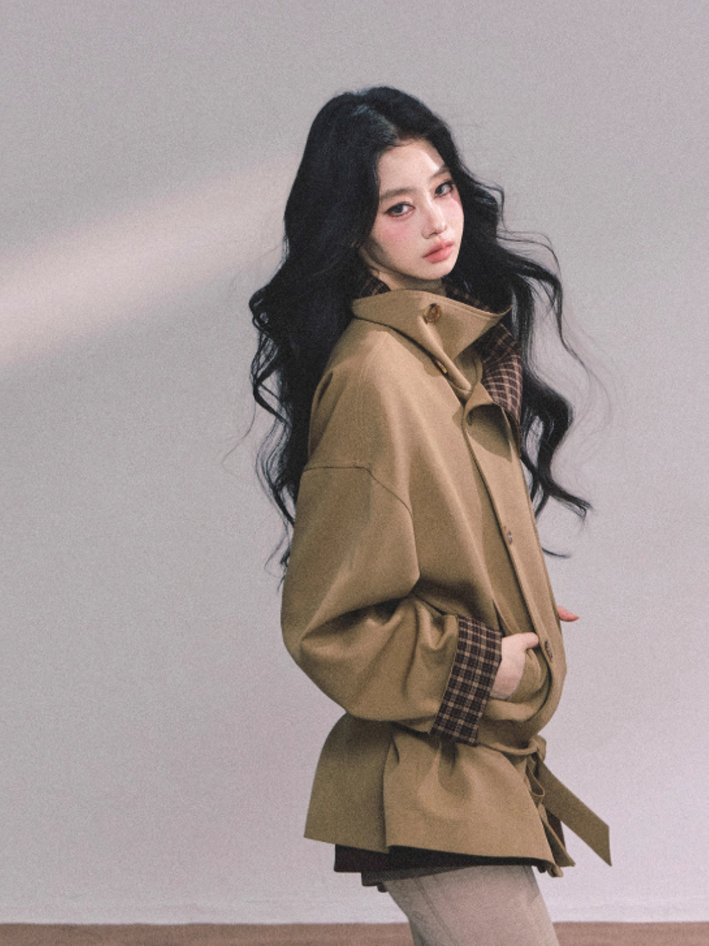 少也眼 French-British Style Trench Blazer – Khaki & Grey