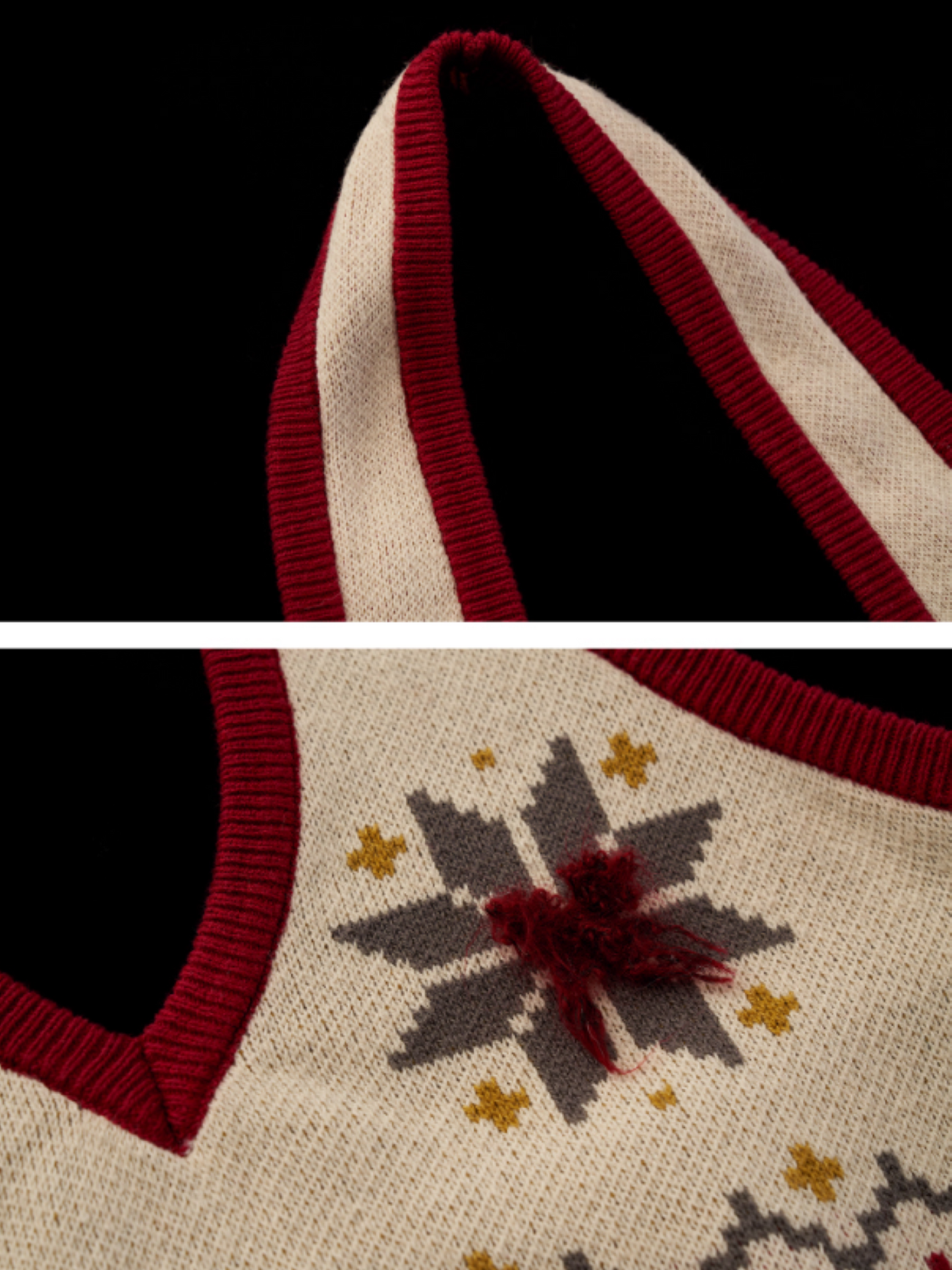 MAMC - Soft Beige Fair Isle Halter V-Neck Knit Vest WE872