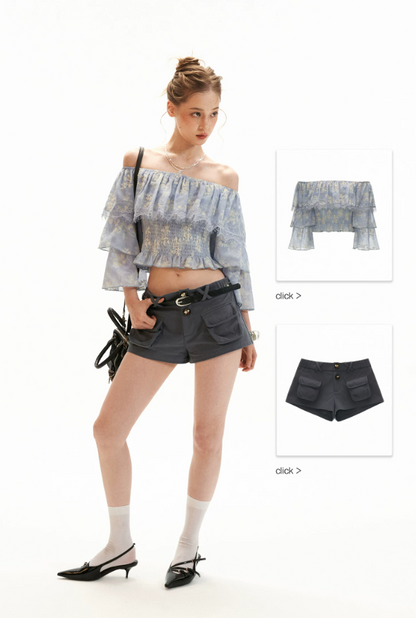 Vintage Utility Pocket Cotton Shorts