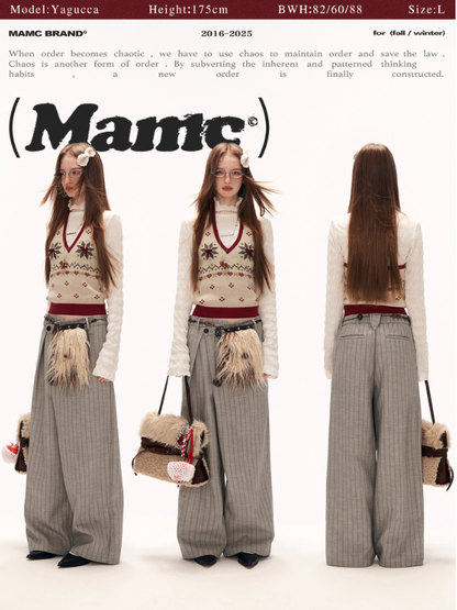 MAMC - Fleece-Lined Light Grey Deconstructed Pleat Trousers WE878