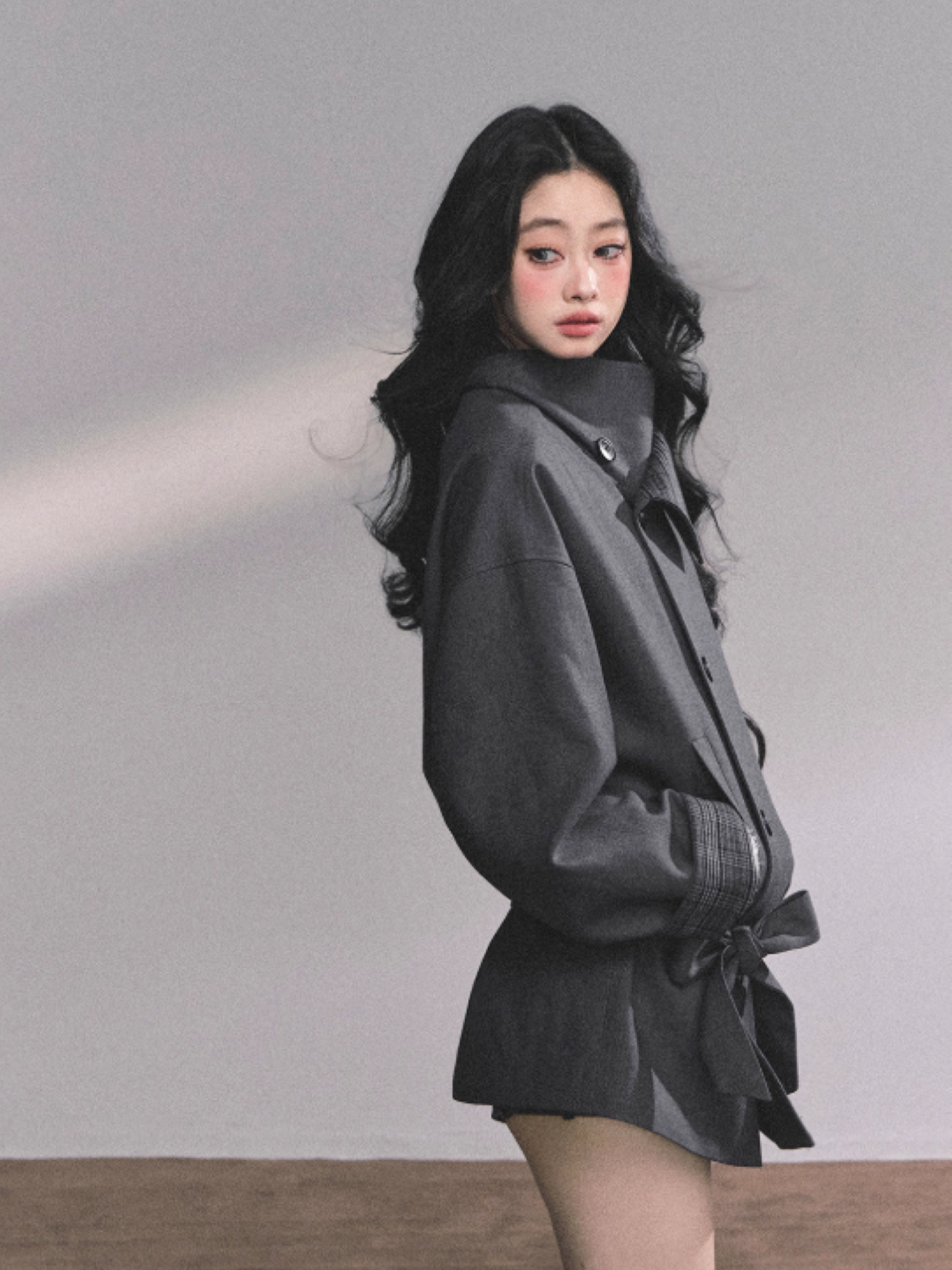 少也眼 French-British Style Trench Blazer – Khaki & Grey