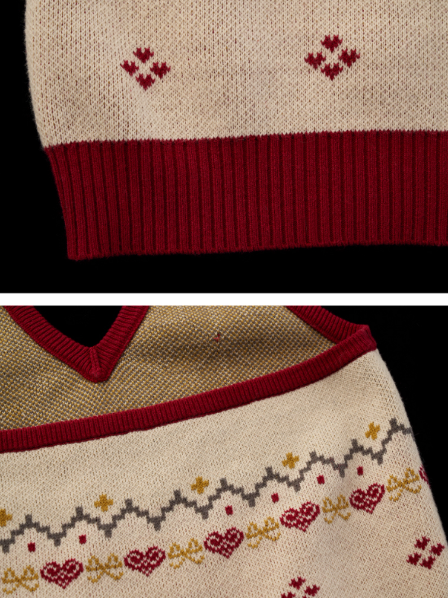 MAMC - Soft Beige Fair Isle Halter V-Neck Knit Vest WE872