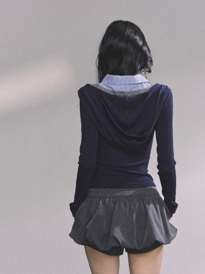 少也眼 American-Style Layered Look Long Sleeve Knit Tee