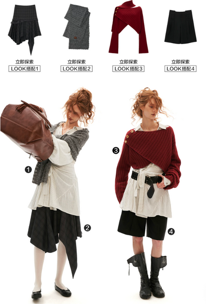 MAMC - White Striped Wrap Lantern-Sleeve Shirt